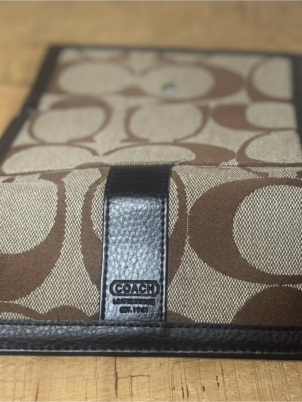 Coach Vintage Classic Logo canvas & leather wallet with checkbook